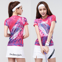 South Korea imported badminton clothing sportswear (set) womens round neck short sleeve T-shirt 2106 quick-drying
