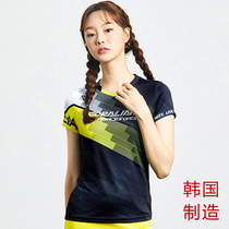South Korea imported badminton coat womens V collar short sleeve sports competition T-shirt 2230 quick-drying