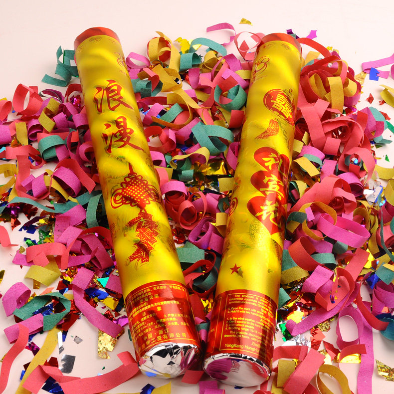 金色礼花婚庆用品 喜庆礼宾花 礼炮彩带筒结婚礼派对370克庆典道