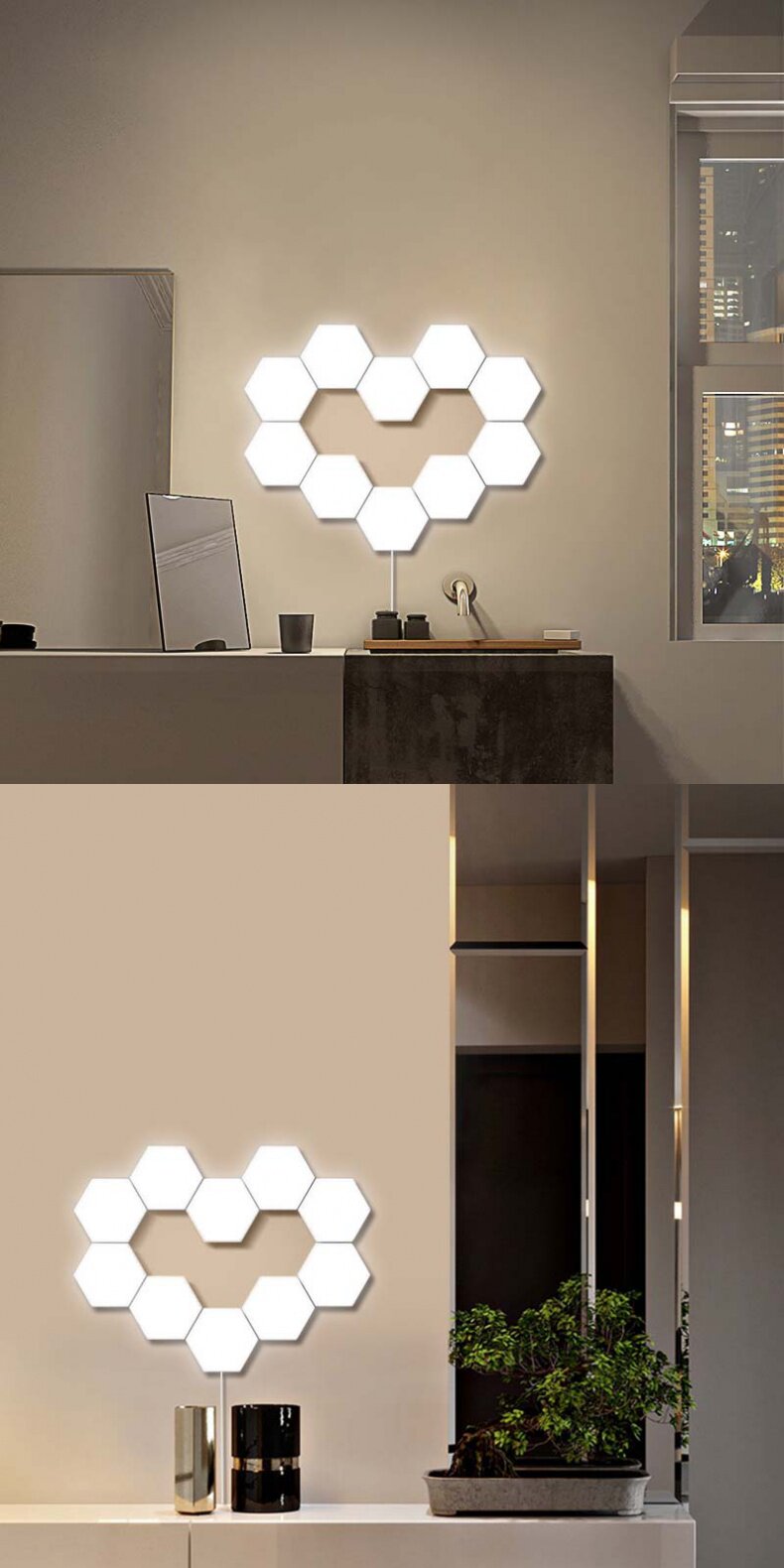 抖音同款网红拼接手触摸即亮模块化墙壁灯六边形蜂巢感应壁灯