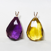 Certificate 18K gold buckle natural purple crystal cut yellow crystal necklace crash rose gold couple seven nights gift