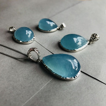 The sea sapphire pendant 925 silver packed with blue crystal necklace water droplet - shaped jewelry birthday present