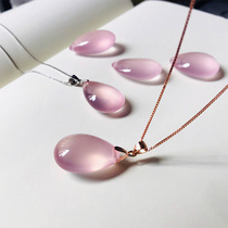 925 Silver large natural powder crystal pendant powder necklace Florida stone droplet girl chain gift