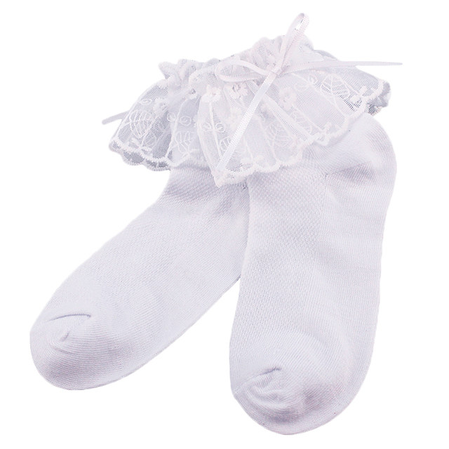 ຖົງຕີນເຕັ້ນລໍາເດັກນ້ອຍ Latin dance lace socks ເດັກຍິງດູໃບໄມ້ລົ່ນເດັກນ້ອຍ Princess socks ເຕັ້ນລໍາ socks ສີຂາວ