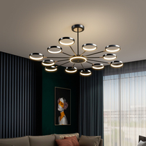 Living room chandelier modern simple atmosphere light luxury high-end 2020 new Nordic geometric ring led restaurant light