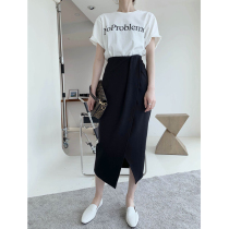 Spring and Autumn Simple Irregular Knitting Material Three-dimensional Tailing Sweater Skirt High Waist Design Sense Front Sparkirt