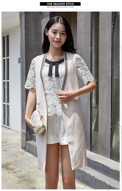 Manlan Piaoxiang 2019 mùa hè mới cộng với kích thước của phụ nữ mùa hè tất cả phù hợp với áo khoác gió mỏng dài giữa áo khoác vest nữ - Áo vest