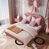 Solid wood childrens bed childrens princess bed light luxury girl Nordic single bed household 1 5 M Butterfly bed