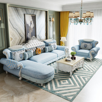 European style fabric sofa combination large and small apartment living room furniture corner noble wood sofa simple European luxury