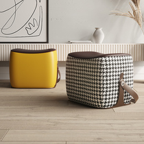 Nordic sofa stool sitting room home stool fashion creative solid wood round stool small low stool fabric shoe stool