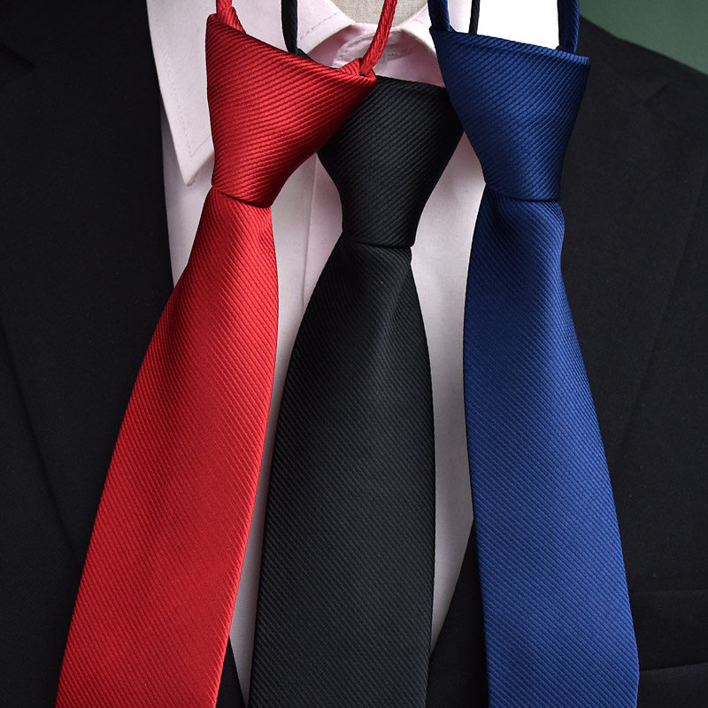 领带男士拉绳易拉得懒人韩版窄式拉链抽绳学院风英伦休闲日系5cm