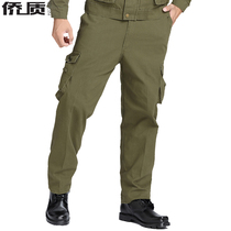 overseas quality cotton army green work pants men's autumn and winter auto work trousers electrician welders pure cotton work pants