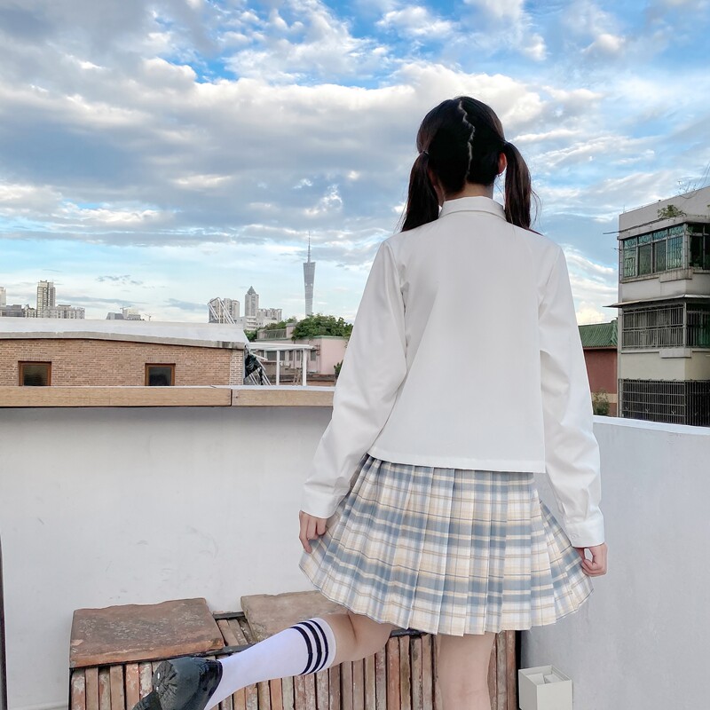 柠檬海盐学院风格日系jk制服女紫烟定位线格裙班服校供格纹百褶裙