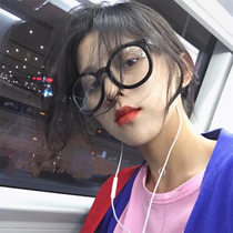 Black thick frame glasses frame womens net Red big face thin flat mirror Korean version of tide plain glasses myopia