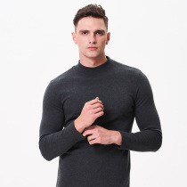 Three-pin Mens Light Velvet thermal underwear high-collar cotton trousers set solid color elderly loose cotton sweater