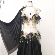 Oriental dress belly dance dress women sexy thin high-end custom Super Flash Diamond Plus feathers personal suit