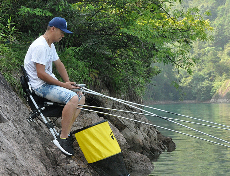 可躺式野足钓椅折叠便携多功能小型钓椅带伸缩脚双肩背马扎钓鱼椅