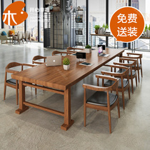Solid wood retro boss desk Office desk Pine conference table Computer table Large board table Tea table Tea table table class table