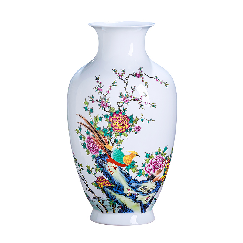 Jingdezhen porcelain ceramic powder enamel thin body new Chinese style household vase living room TV ark, flower adornment furnishing articles