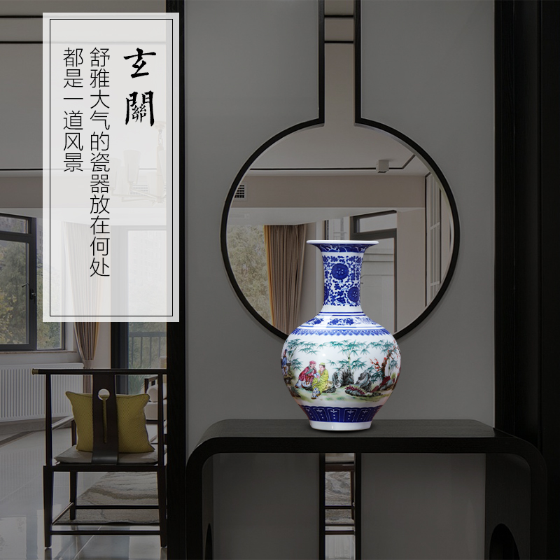 Jingdezhen porcelain ceramic blue and white porcelain vase furnishing articles sitting room of rich ancient frame wine flower arrangement of Chinese style household ornaments