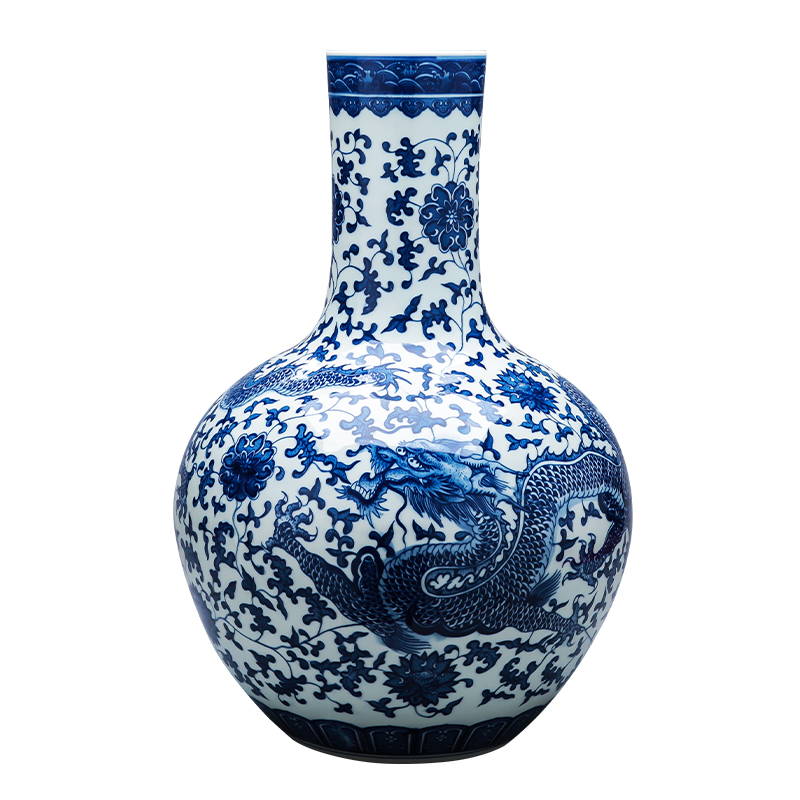 Large ground of blue and white porcelain vase imitation the qing classical jingdezhen ceramics home sitting room adornment flower arranging furnishing articles