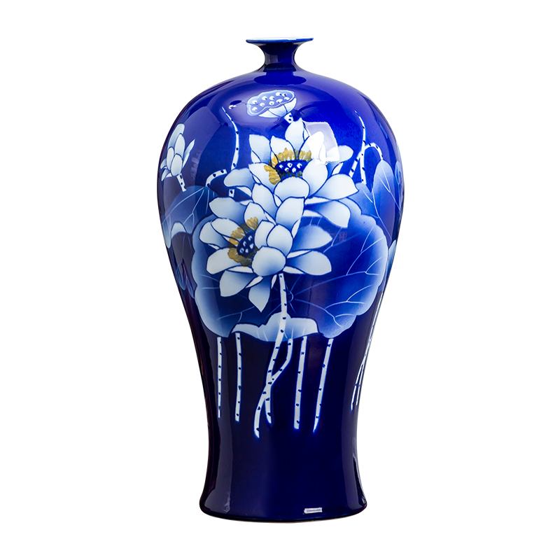 Hand the blue and white porcelain of jingdezhen chinaware lotus flower arrangement sitting room adornment of Chinese style household porcelain vase furnishing articles