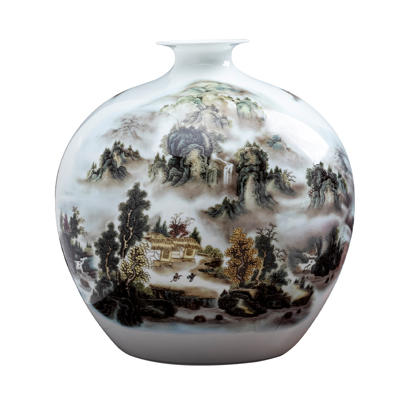 Landscape painting porcelain of jingdezhen ceramics vase pomegranate bottles of new Chinese style household furnishing articles sitting room porch decoration