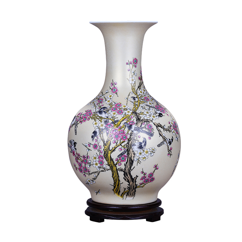 Jingdezhen porcelain ceramic vase golden flower arranging furnishing articles modern new Chinese style household living room TV cabinet decoration