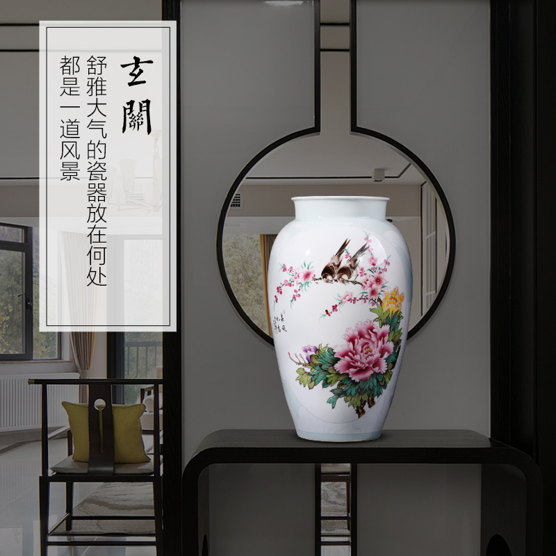 Jingdezhen porcelain ceramic hand - made pastel big vases, new Chinese style household living room TV ark adornment furnishing articles