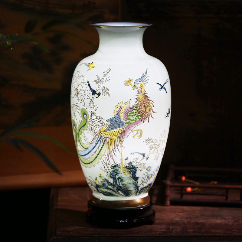 Jingdezhen porcelain ceramic hand - made paint longfeng vase is placed the new Chinese style household living room TV cabinet decoration