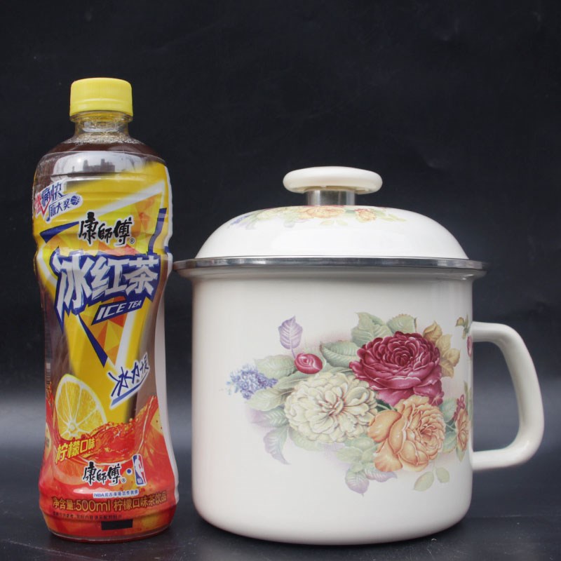 With enamel keller cup move flowers nostalgic students tea urn large - capacity glass cup noodles lunch box cover