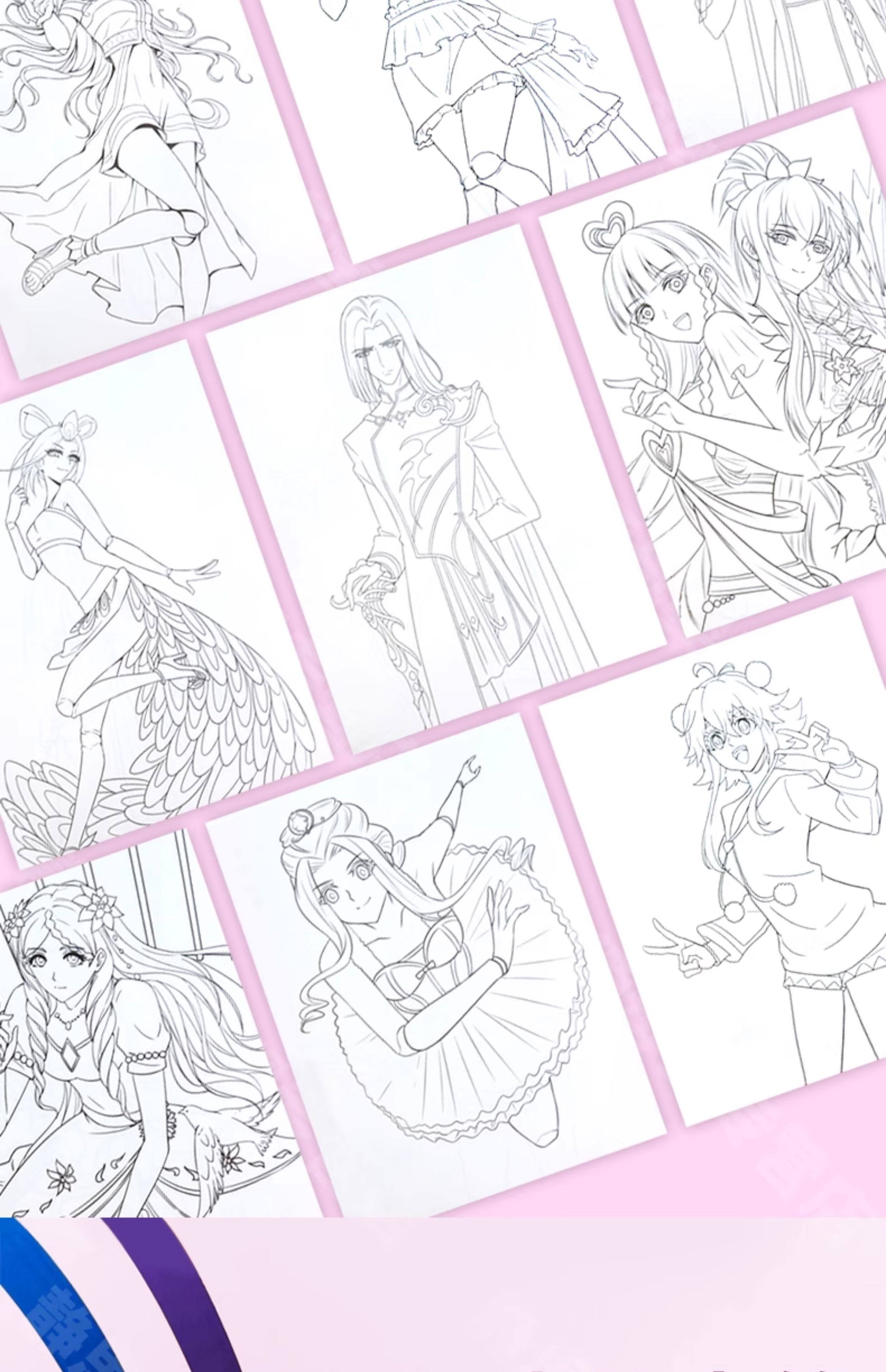 叶罗丽涂色画画本马克笔绘画专用3