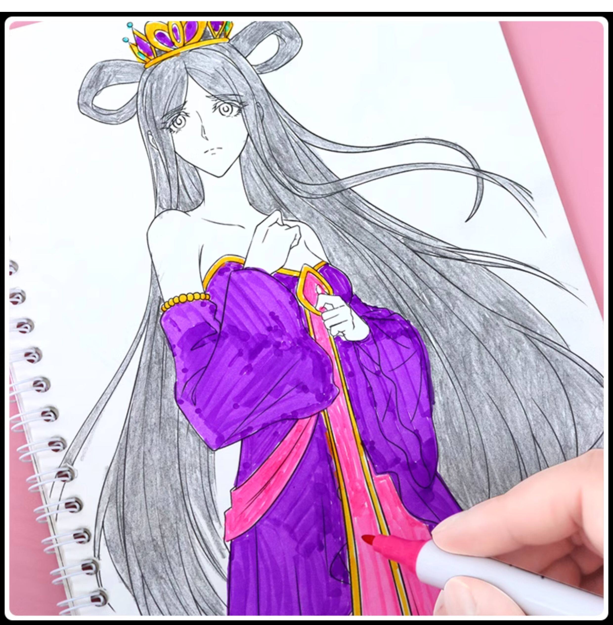 叶罗丽涂色画画本马克笔绘画专用3