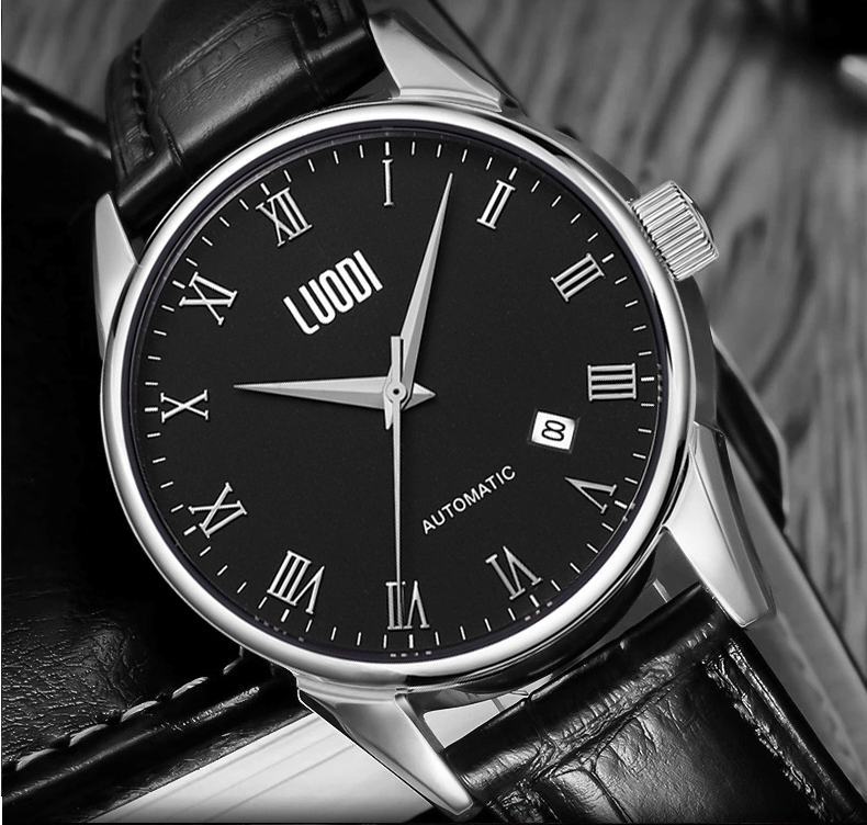 罗迪超薄手表男士皮带陀飞轮机械表全自动商务男表防水皮革表