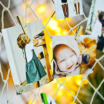 Fishing net photo wall hanging wall decoration no hole combination creative hemp rope clip room layout female bedroom Net Red