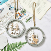 Nordic creative hemp rope elk round wall hanging Christmas gift Bedroom shop wall pendant wall decoration decoration
