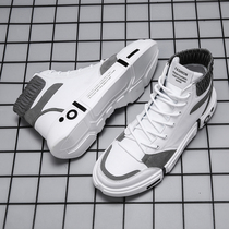 Mens shoes spring Joker high-top shoes men Korean version of the trend Sports mens high bang thick bottom casual board shoes trendy shoes
