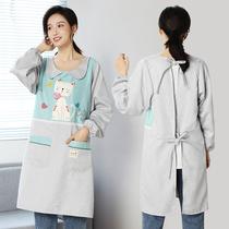 Apron Korean kitchen coffee shop kindergarten waterproof cute long sleeve adult female men waist work clothes