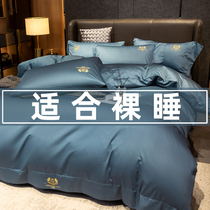 Four pieces of full-cotton pure cotton 100 sheets for spring and summer long cotton are covered in beds for naked beds in high-end hotels in Kasaki 4