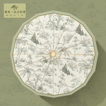 Umbrella girls with high value of retro umbrella female barometer with folding parasol sun protection UV double umbrella