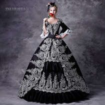 Halloween black European court dress Baroque costume French court dress noble dress annual meeting cos female