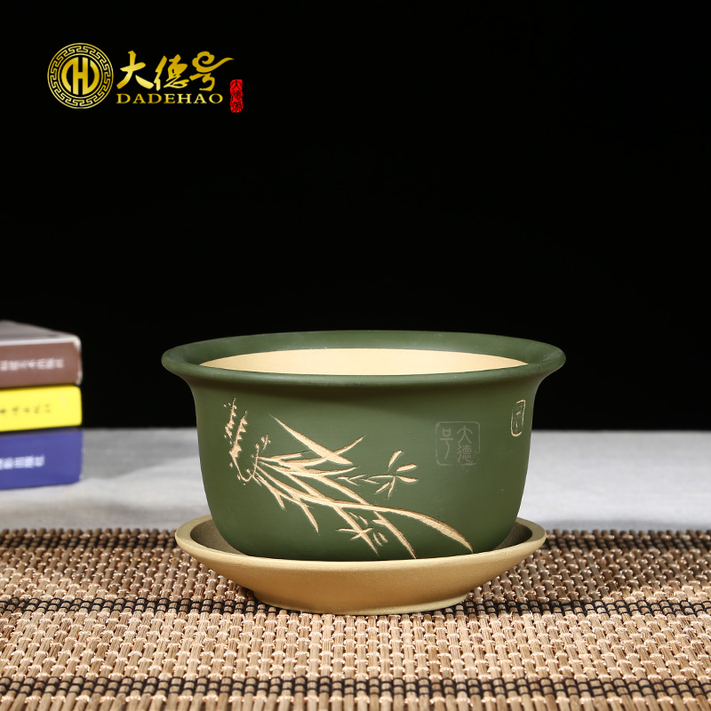 High - quality goods period of mud slurry carved made purple sand flowerpot for meaty plant asparagus rich red sandalwood, green plant trees