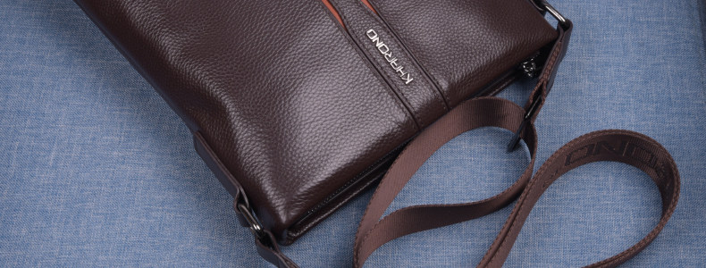 卡欧诺袋鼠男包单肩包男真皮竖款男士斜挎包牛皮包休闲商务背包潮