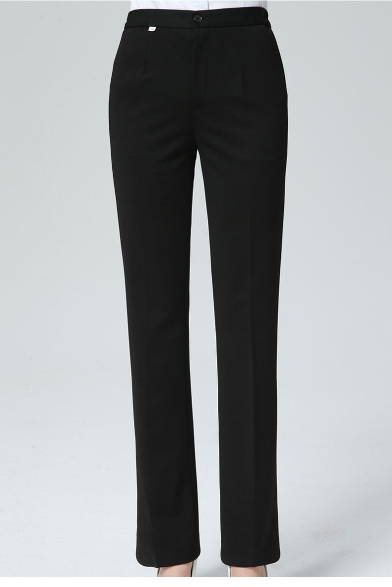 职业正装裤女西裤直筒弹力长裤子西装裤弹性腰部带松紧黑色工作裤