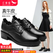 Red Dragonfly womens shoes 2021 Autumn New British style retro small leather shoes Joker casual coarse leather shoes women