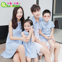 Plaid parent shirt dress summer cotton linen casual top shorts short sleeve suit personality tide all home decoration