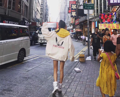 韩国2017秋装新款bf风棒球服女正反两面穿时尚宽松连帽风衣外套潮