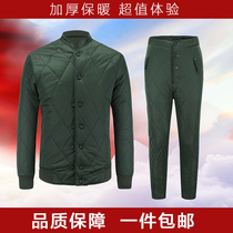 Cold-proof cotton pants suit quilted jacket cotton pants thickened cold area cotton clothes warm windproof green cotton pants
