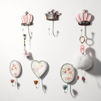 Nordic creative girl heart adhesive hook cute Net red ins clothes hook Wall room door rear key hook no hole