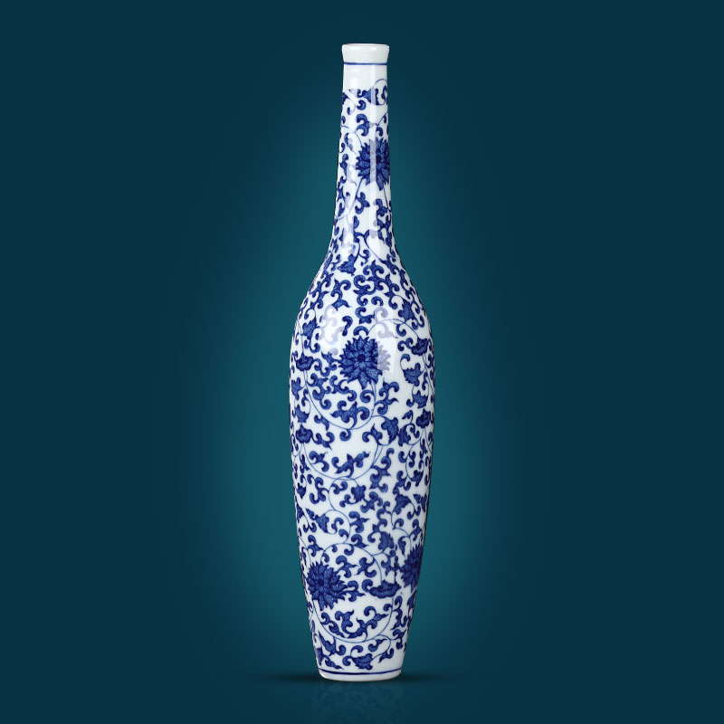 Chinese blue and white porcelain of jingdezhen ceramics vase gall bladder sitting room household decoration decoration furnishing articles bottle arranging flowers